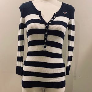 Hollister Sweater Top classic Navy Blue Stripe